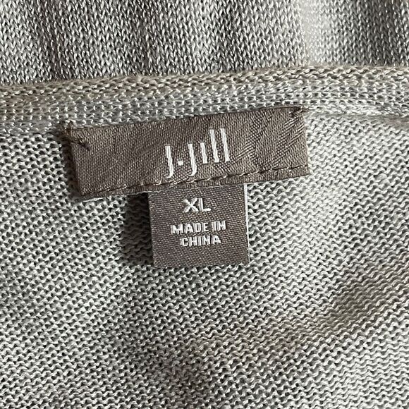 J‎ Jill Cardigan Sweater Womens XL Linen Blend Open Long Sleeve Gray Pockets - Picture 3 of 5